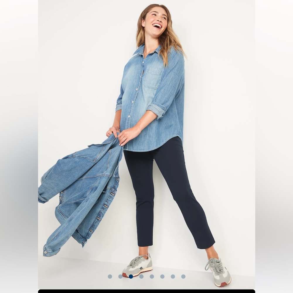 Old Navy Blue Maternity Full Panel Pixie Ankle Pants